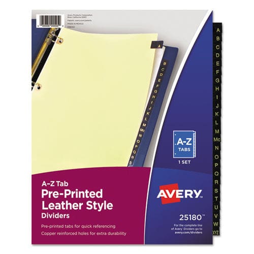 Avery Preprinted Black Leather Tab Dividers W/copper Reinforced Holes 25-tab A To Z 11 X 8.5 Buff 1 Set - Office - Avery®