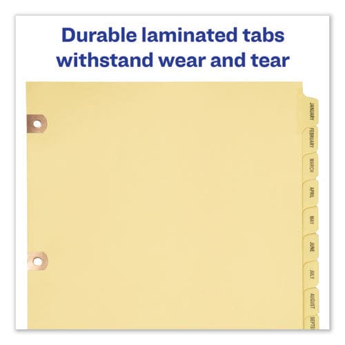 Avery Preprinted Laminated Tab Dividers With Copper Reinforced Holes 12-tab Jan. To Dec. 11 X 8.5 Buff 1 Set - Office - Avery®