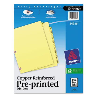 Avery Preprinted Laminated Tab Dividers With Copper Reinforced Holes 12-tab Jan. To Dec. 11 X 8.5 Buff 1 Set - Office - Avery®