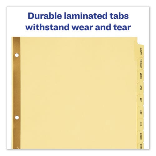 Avery Preprinted Laminated Tab Dividers With Gold Reinforced Binding Edge 12-tab Jan. To Dec. 11 X 8.5 Buff 1 Set - Office - Avery®