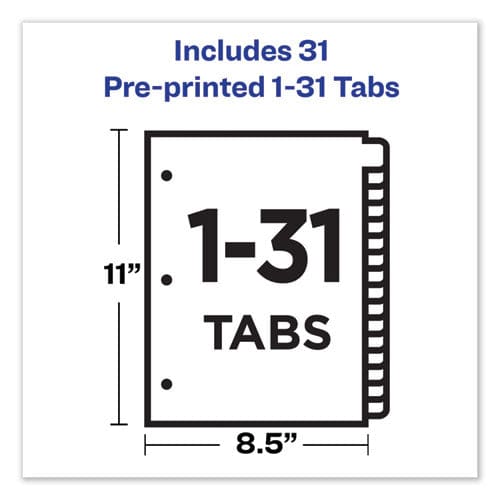 Avery Preprinted Laminated Tab Dividers With Gold Reinforced Binding Edge 31-tab 1 To 31 11 X 8.5 Buff 1 Set - Office - Avery®