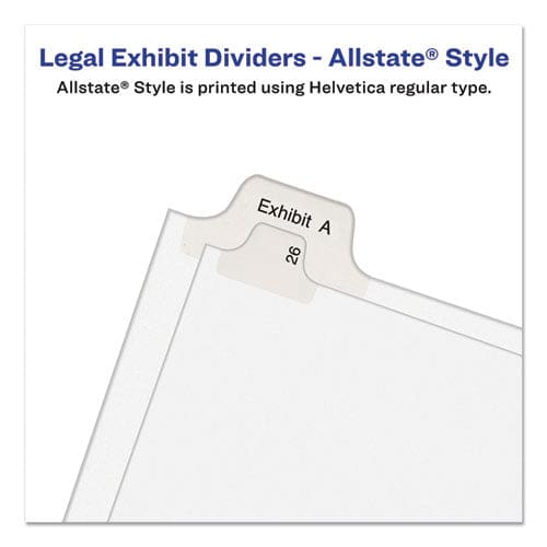 Avery Preprinted Legal Exhibit Side Tab Index Dividers Allstate Style 10-tab 2 11 X 8.5 White 25/pack - Office - Avery®