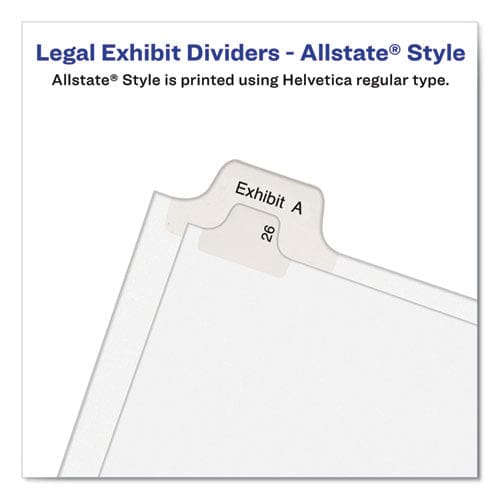 Avery Preprinted Legal Exhibit Side Tab Index Dividers Allstate Style 10-tab 4 11 X 8.5 White 25/pack - Office - Avery®