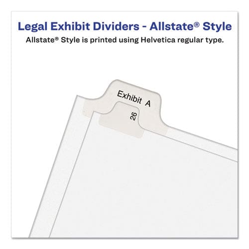 Avery Preprinted Legal Exhibit Side Tab Index Dividers Allstate Style 10-tab 5 11 X 8.5 White 25/pack - Office - Avery®