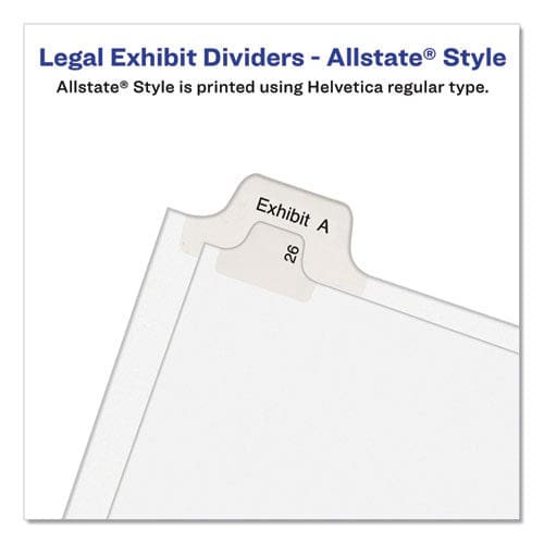 Avery Preprinted Legal Exhibit Side Tab Index Dividers Allstate Style 26-tab Exhibit A To Exhibit Z 11 X 8.5 White 1 Set - Office - Avery®