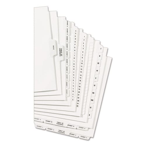 Avery Preprinted Legal Exhibit Side Tab Index Dividers Allstate Style 26-tab Exhibit A To Exhibit Z 11 X 8.5 White 1 Set - Office - Avery®