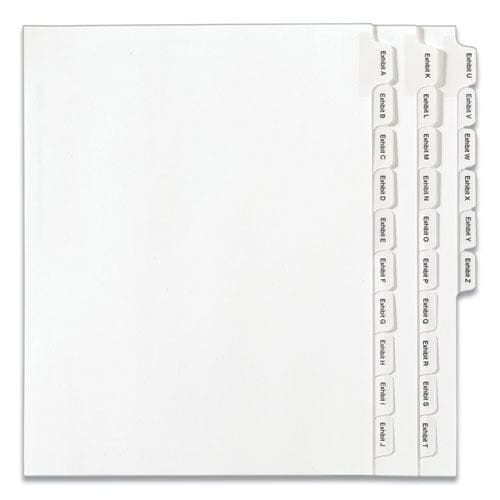 Avery Preprinted Legal Exhibit Side Tab Index Dividers Allstate Style 26-tab Exhibit A To Exhibit Z 11 X 8.5 White 1 Set - Office - Avery®