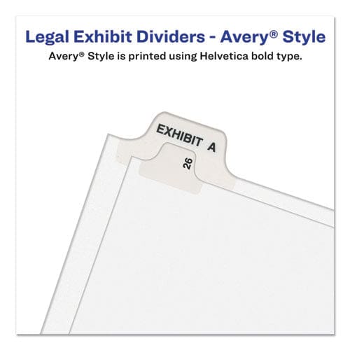 Avery Preprinted Legal Exhibit Side Tab Index Dividers Avery Style 10-tab 9 11 X 8.5 White 25/pack - Office - Avery®