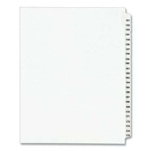 Avery Preprinted Legal Exhibit Side Tab Index Dividers Avery Style 25-tab 151 To 175 11 X 8.5 White 1 Set (1336) - Office - Avery®