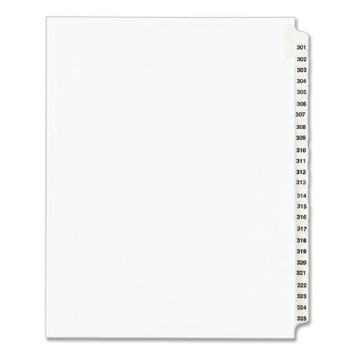 Avery Preprinted Legal Exhibit Side Tab Index Dividers Avery Style 25-tab 301 To 325 11 X 8.5 White 1 Set (1342) - Office - Avery®