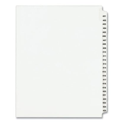 Avery Preprinted Legal Exhibit Side Tab Index Dividers Avery Style 25-tab 401 To 425 11 X 8.5 White 1 Set (1346) - Office - Avery®