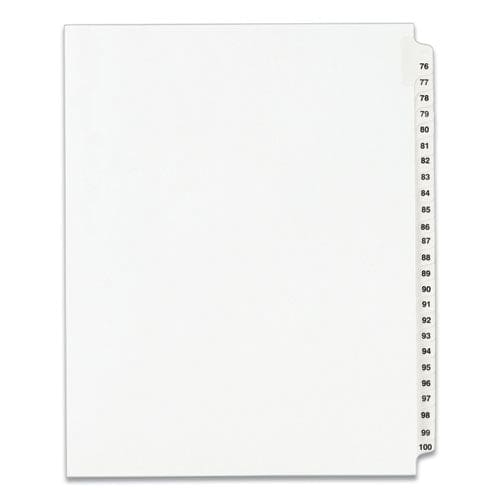 Avery Preprinted Legal Exhibit Side Tab Index Dividers Avery Style 25-tab 76 To 100 11 X 8.5 White 1 Set (1333) - Office - Avery®