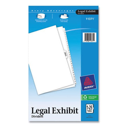 Avery Preprinted Legal Exhibit Side Tab Index Dividers Avery Style 26-tab 1 To 25 14 X 8.5 White 1 Set - Office - Avery®