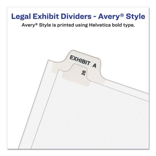 Avery Preprinted Legal Exhibit Side Tab Index Dividers Avery Style 26-tab Exhibit A To Exhibit Z 11 X 8.5 White 1 Set (1370) - Office -