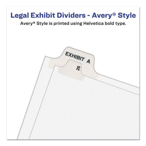 Avery Preprinted Legal Exhibit Side Tab Index Dividers Avery Style 26-tab E 11 X 8.5 White 25/pack (1405) - Office - Avery®