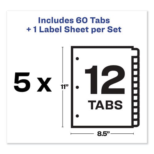 Avery Print And Apply Index Maker Clear Label Dividers 12-tab Color Tabs 11 X 8.5 White 5 Sets - School Supplies - Avery®