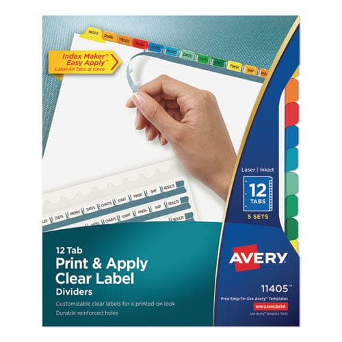 Avery Print And Apply Index Maker Clear Label Dividers 12-tab Color Tabs 11 X 8.5 White 5 Sets - School Supplies - Avery®