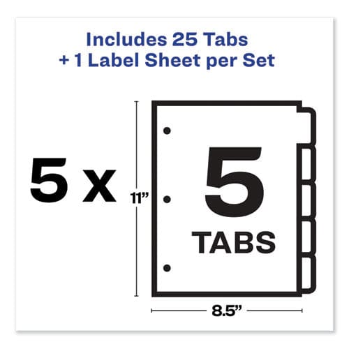 Avery Print And Apply Index Maker Clear Label Dividers 5-tab Color Tabs 11 X 8.5 White Blue Tabs 5 Sets - School Supplies - Avery®