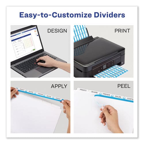 Avery Print And Apply Index Maker Clear Label Dividers 5-tab Color Tabs 11 X 8.5 White Blue Tabs 5 Sets - School Supplies - Avery®