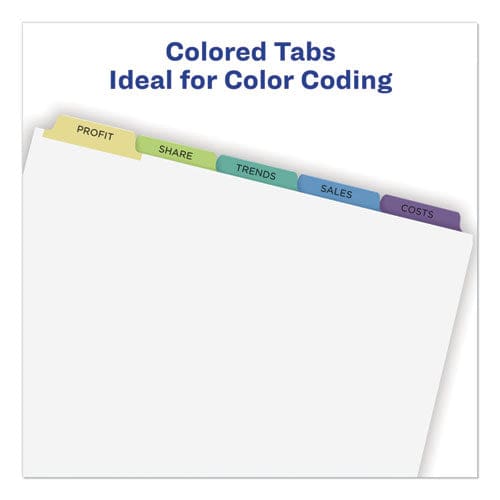 Avery Print And Apply Index Maker Clear Label Dividers 5-tab Color Tabs 11 X 8.5 White Contemporary Color Tabs 25 Sets - School Supplies -