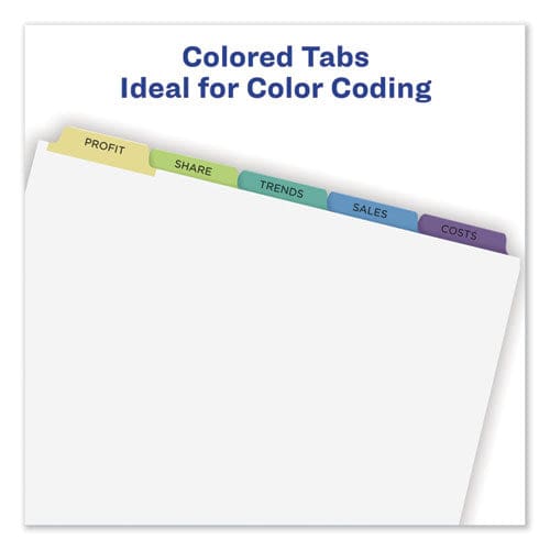 Avery Print And Apply Index Maker Clear Label Dividers 5-tab Color Tabs 11 X 8.5 White Contemporary Color Tabs 5 Sets - School Supplies -