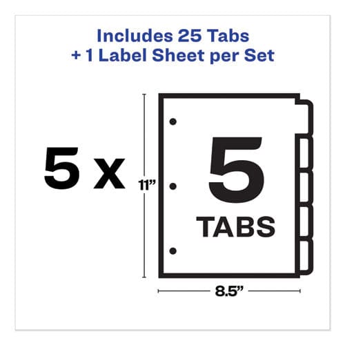 Avery Print And Apply Index Maker Clear Label Dividers 5-tab White Tabs 11 X 8.5 White 5 Sets - School Supplies - Avery®