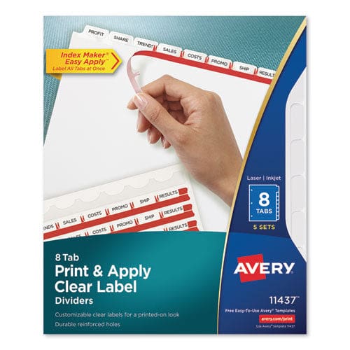 Avery Print And Apply Index Maker Clear Label Dividers 8-tab 11 X 8.5 White 5 Sets - School Supplies - Avery®