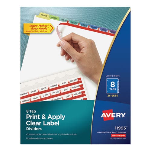 Avery Print And Apply Index Maker Clear Label Dividers 8-tab Color Tabs 11 X 8.5 White Contemporary Color Tabs 25 Sets - School Supplies -