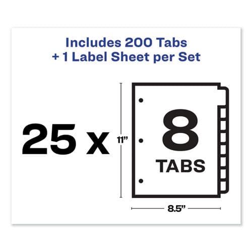 Avery Print And Apply Index Maker Clear Label Dividers 8-tab Color Tabs 11 X 8.5 White Traditional Color Tabs 25 Sets - School Supplies -