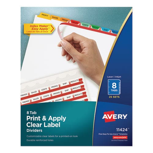 Avery Print And Apply Index Maker Clear Label Dividers 8-tab Color Tabs 11 X 8.5 White Traditional Color Tabs 25 Sets - School Supplies -