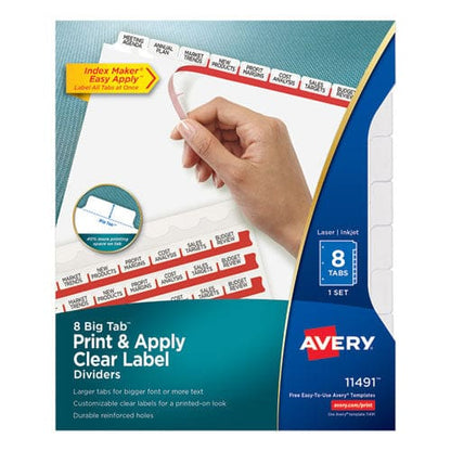 Avery Print And Apply Index Maker Clear Label Dividers Big Tab 8-tab 11 X 8.5 White 1 Set - School Supplies - Avery®