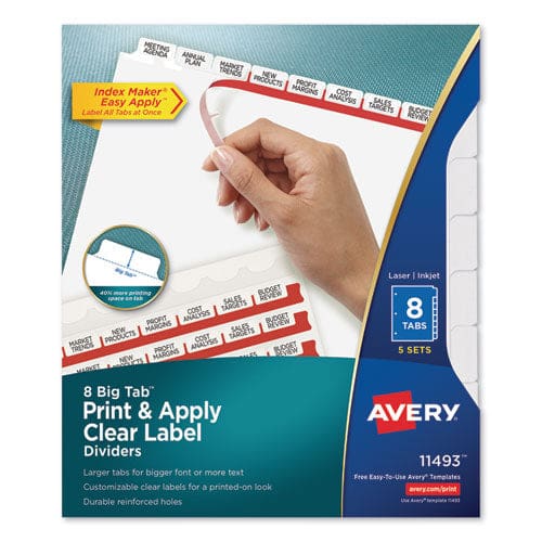 Avery Print And Apply Index Maker Clear Label Dividers Big Tab 8-tab 11 X 8.5 White 5 Sets - School Supplies - Avery®