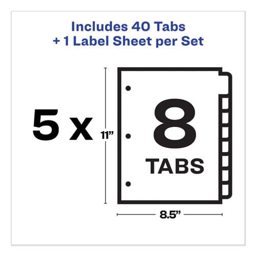 Avery Print And Apply Index Maker Clear Label Dividers Big Tab 8-tab 11 X 8.5 White 5 Sets - School Supplies - Avery®