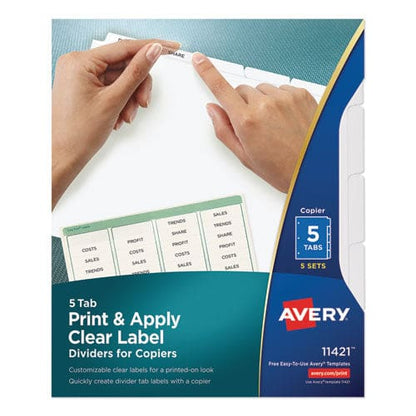 Avery Print And Apply Index Maker Clear Label Dividers Copiers 5-tab 11 X 8.5 White 5 Sets - School Supplies - Avery®