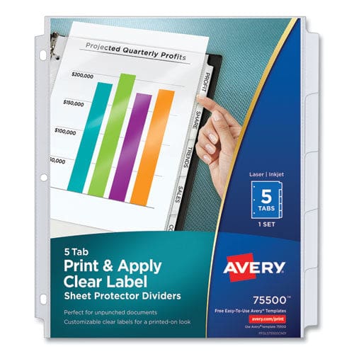 Avery Print And Apply Index Maker Clear Label Sheet Protector Dividers With White Tabs 8-tab 11 X 8.5 Clear 1 Set - School Supplies - Avery®