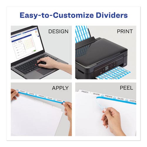 Avery Print And Apply Index Maker Clear Label Unpunched Dividers 5-tab 11 X 8.5 White 5 Sets - School Supplies - Avery®