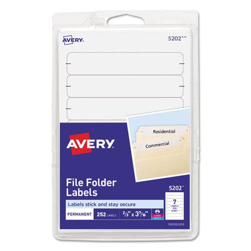 Avery Printable 4 X 6 - Permanent File Folder Labels 0.69 X 3.44 White 7/sheet 36 Sheets/pack (5202) - Office - Avery®