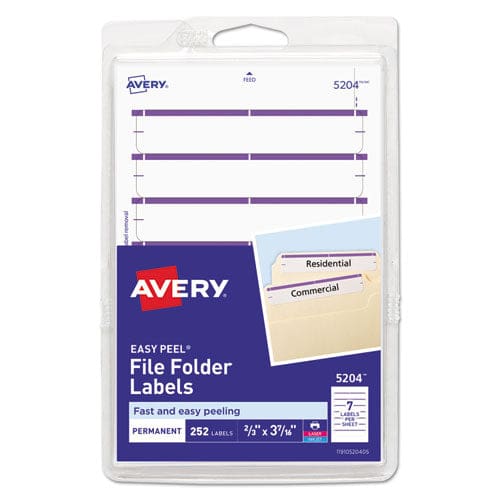 Avery Printable 4 X 6 - Permanent File Folder Labels 0.69 X 3.44 White 7/sheet 36 Sheets/pack (5204) - Office - Avery®
