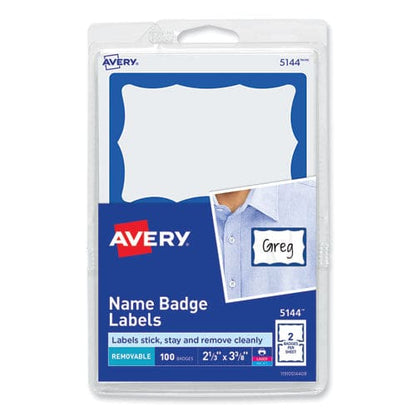 Avery Printable Adhesive Name Badges 3.38 X 2.33 Blue Border 100/pack - School Supplies - Avery®