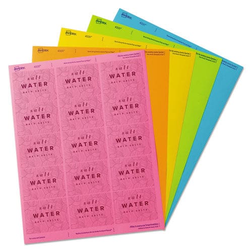 Avery Printable Color Labels With Sure Feed And Easy Peel 2 X 2.63 Assorted Colors 15/sheet 10 Sheets/pack - Office - Avery®