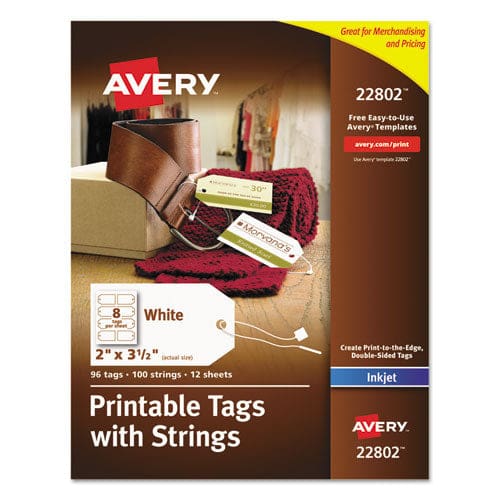 Avery Printable Rectangular Tags With Strings 2 X 3.5 Matte White 96/pack - Office - Avery®