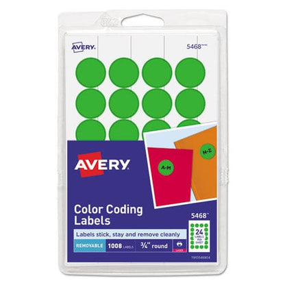 Avery Printable Self-adhesive Removable Color-coding Labels 0.75 Dia Neon Green 24/sheet 42 Sheets/pack (5468) - Office - Avery®