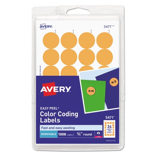 Avery Printable Self-adhesive Removable Color-coding Labels 0.75 Dia Neon Orange 24/sheet 42 Sheets/pack (5471) - Office - Avery®