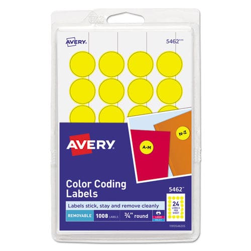 Avery Printable Self-adhesive Removable Color-coding Labels 0.75 Dia Yellow 24/sheet 42 Sheets/pack (5462) - Office - Avery®