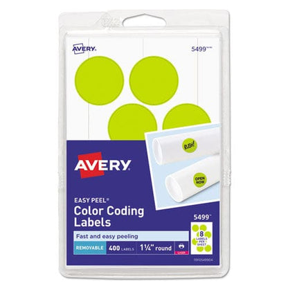 Avery Printable Self-adhesive Removable Color-coding Labels 1.25 Dia Neon Yellow 8/sheet 50 Sheets/pack (5499) - Office - Avery®