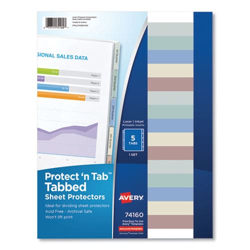 Avery Protect ’n Tab Top-load Clear Sheet Protectors W/five Tabs Letter - School Supplies - Avery®