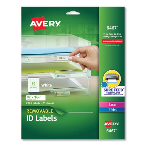 Avery Removable Multi-use Labels Inkjet/laser Printers 0.5 X 1.75 White 80/sheet 25 Sheets/pack - Office - Avery®