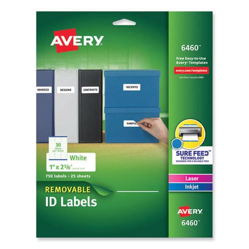 Avery Removable Multi-use Labels Inkjet/laser Printers 1 X 2.63 White 30/sheet 25 Sheets/pack - Office - Avery®