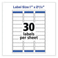 Avery Removable Multi-use Labels Inkjet/laser Printers 1 X 2.63 White 30/sheet 25 Sheets/pack - Office - Avery®