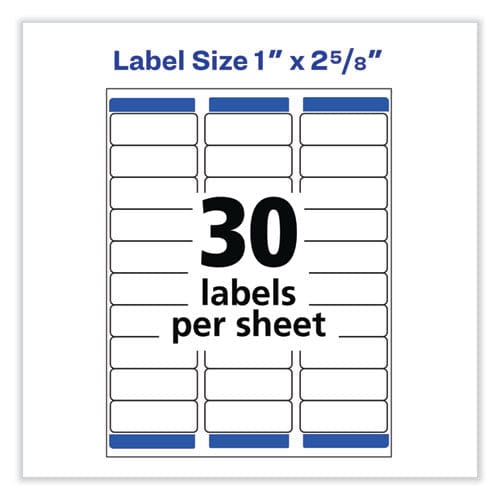 Avery Removable Multi-use Labels Inkjet/laser Printers 1 X 2.63 White 30/sheet 25 Sheets/pack - Office - Avery®